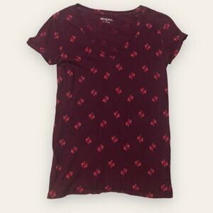 Merona Target Short Sleeve Twee Bird Print Vneck Shirt XS